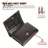 Premium Genuine Leather Tri-Fold Wallet With Coin Pocket & Rfid Shield - Secure Stylish Ideal