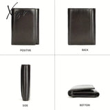 Premium Genuine Leather Tri-Fold Wallet With Coin Pocket & Rfid Shield - Secure Stylish Ideal