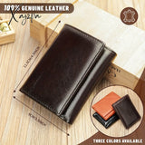 Premium Genuine Leather Tri-Fold Wallet With Coin Pocket & Rfid Shield - Secure Stylish Ideal