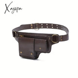 Punk Style Waist Bag - Durable Vintage Leather Belt Fashionable Fanny Pack For Outdoor Sports &