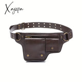 Punk Style Waist Bag - Durable Vintage Leather Belt Fashionable Fanny Pack For Outdoor Sports &