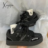 Pure Black Mens Sneakers Breathable Embroidery Platform Women Designer Casual Shoes Fashion