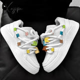 Pure White Mens Sneakers Casual Athletic Comfortable Korean Fashion Sports Chunky Shoes Harajuku