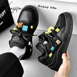 Pure White Mens Sneakers Casual Athletic Comfortable Korean Fashion Sports Chunky Shoes Harajuku