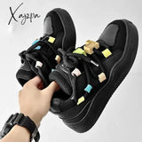 Pure White Mens Sneakers Casual Athletic Comfortable Korean Fashion Sports Chunky Shoes Harajuku