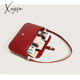 Red Leather Shoulder Bags For Women Fashion Handbags Designer Luxury Small Female Ladies Purse