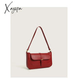 Red Leather Shoulder Bags For Women Fashion Handbags Designer Luxury Small Female Ladies Purse