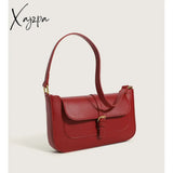 Red Leather Shoulder Bags For Women Fashion Handbags Designer Luxury Small Female Ladies Purse