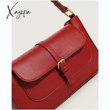 Red Leather Shoulder Bags For Women Fashion Handbags Designer Luxury Small Female Ladies Purse