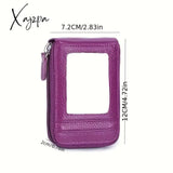 Rfid Blocking Multi Card Slots Holder Portable Mini Wallet Zipper Around Coin Purse With Clear