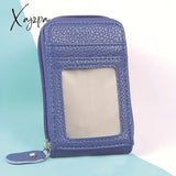 Rfid Blocking Multi Card Slots Holder Portable Mini Wallet Zipper Around Coin Purse With Clear