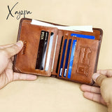 Rfid Blocking Trifold Genuine Leather Wallets For Men Top Layer Cowhide Vintage Short Multi