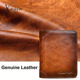 Rfid Blocking Trifold Genuine Leather Wallets For Men Top Layer Cowhide Vintage Short Multi