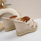 Sandals Women Wear The New Summer Fashion Diamond Platform Shoes Bow-Heeled Sandals