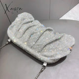 Shiny Handle Rhinestones Handmade Evening Clutch Bags New Folds Purses And Handbags Luxury Designer