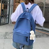 Simple Female Backpack Women Canval School Bag For Teenage Girl Casual Shoulder Solid Color