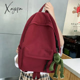 Simple Female Backpack Women Canval School Bag For Teenage Girl Casual Shoulder Solid Color