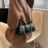 Solid Color Women Chain Shoulder Side Bag Small Pu Leather Handbag And Wallet Vintage Luxury Brand
