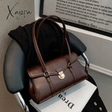 Solid Leather Handbag For Women High Quality Tote Bags 2024 Vintage Trend Shoulder Bag Women’s