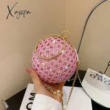 Sparkly Round Evening Purses For Women Shiny Diamonds Handbag Unusual Party Mini Small Bags Fashion