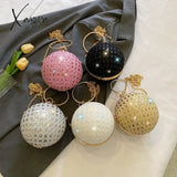 Sparkly Round Evening Purses For Women Shiny Diamonds Handbag Unusual Party Mini Small Bags Fashion