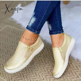 Spring and Autumn Large Size Casual Fashion Shoes Zipper Sneakers Flat Shoes 36-43