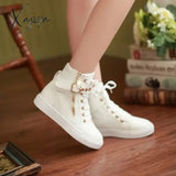 Spring Autumn Style Shoes For Women Sneakers High Top Canvas Lace Up Casual Sneaker Black White A717