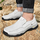 Spring Genuine Leather Men’s Shoes Brand Autumn Plus Size Casual Outdoor Lace-Up Oxfords Men Flat