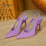 Spring New Brand Women Slingback Sandals Pointed Toe Slip On Thin High Heel Ladies Elegant Pumps Shoes Drss Sandals