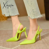 Spring New Brand Women Slingback Sandals Pointed Toe Slip On Thin High Heel Ladies Elegant Pumps