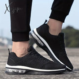 Spring & Summer Ready: Men’s Solid Color Knitted Sneakers - Air-Cushioned Lace-Up For Ultimate