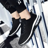 Spring & Summer Ready: Men’s Solid Color Knitted Sneakers - Air-Cushioned Lace-Up For Ultimate