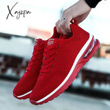 Spring & Summer Ready: Men’s Solid Color Knitted Sneakers - Air-Cushioned Lace-Up For Ultimate