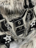 Star Chain Embellish Patchwork Buckled Shoulder Bag Bags