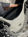 Star Chain Embellish Patchwork Buckled Shoulder Bag Bags