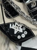 Star Chain Embellish Patchwork Buckled Shoulder Bag Bags