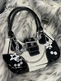 Star Chain Embellish Patchwork Buckled Shoulder Bag White / One Size Bags
