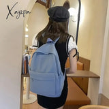 Students Shoulders Backpack Solid Color Simple Waterproof Macaroon Large Capacity Lovely Travel