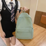 Students Shoulders Backpack Solid Color Simple Waterproof Macaroon Large Capacity Lovely Travel