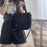 Stylish Mini Canvas Tote Bag - Spacious Multi Pockets Crossbody With Top Handle Portable Lunch Box