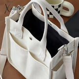 Stylish Mini Canvas Tote Bag - Spacious Multi Pockets Crossbody With Top Handle Portable Lunch Box