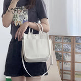 Stylish Mini Canvas Tote Bag - Spacious Multi Pockets Crossbody With Top Handle Portable Lunch Box