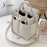 Stylish Mini Canvas Tote Bag - Spacious Multi Pockets Crossbody With Top Handle Portable Lunch Box