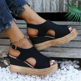 Summer Plus Size Wedge High Heels Sandals Women 2024 Peep Toe Platfrom Woman Buckle Strap Non Slip