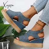 Summer Plus Size Wedge High Heels Sandals Women 2024 Peep Toe Platfrom Woman Buckle Strap Non Slip