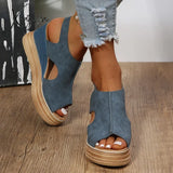 Summer Plus Size Wedge High Heels Sandals Women 2024 Peep Toe Platfrom Woman Buckle Strap Non Slip