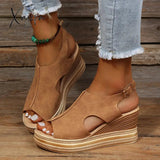 Summer Plus Size Wedge High Heels Sandals Women 2024 Peep Toe Platfrom Sandals Woman Buckle Strap Non Slip Beach Sandles Mujer