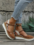 Summer Women Linen Plain 6Cm Wedge Sandals Bohemian Handmade Ladies Casual Comfortable Espadrilles