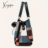 Trendy Colorblock Womens Handbag - Stylish Plaid Pattern With Fun Pompom Charms Versatile Shoulder