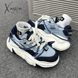 Trendy Denim Mens Sneakers Platform Student Breathable Casual Womens Chunky Shoes Designer Outdoor